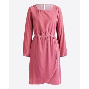 NWT J. Crew Factory Women's Velvet Tulip-Hem Dress Pink Guava Berry‎ Size 0